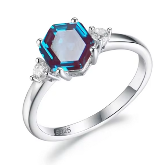 2 Carat Hexagon Cut Alexandrite Ring