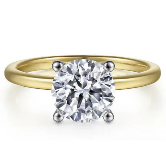 3 Carat Solitaire Hidden Halo Gold Moissanite Ring