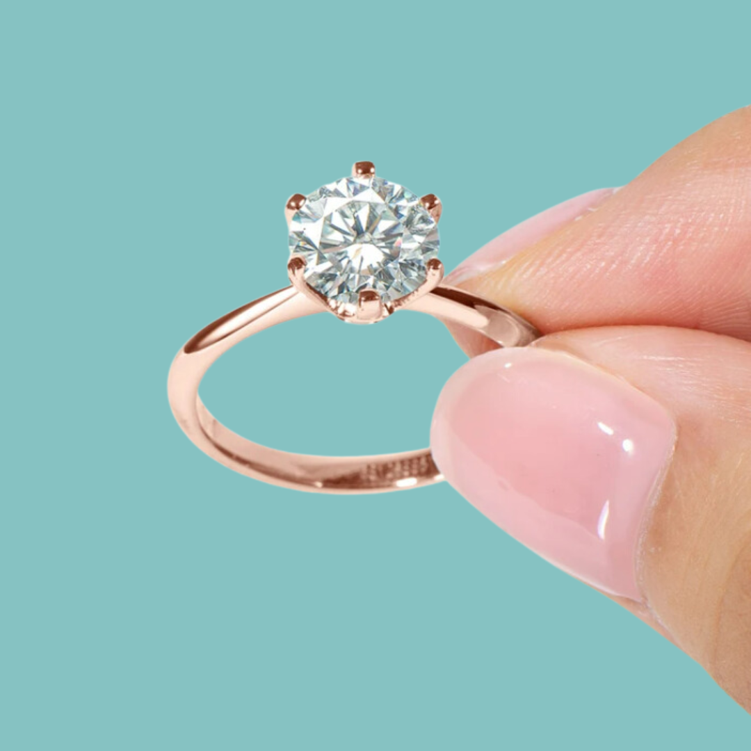 Knife Edge 18K Yellow & Rose Gold 'Audrey' Moissanite Ring