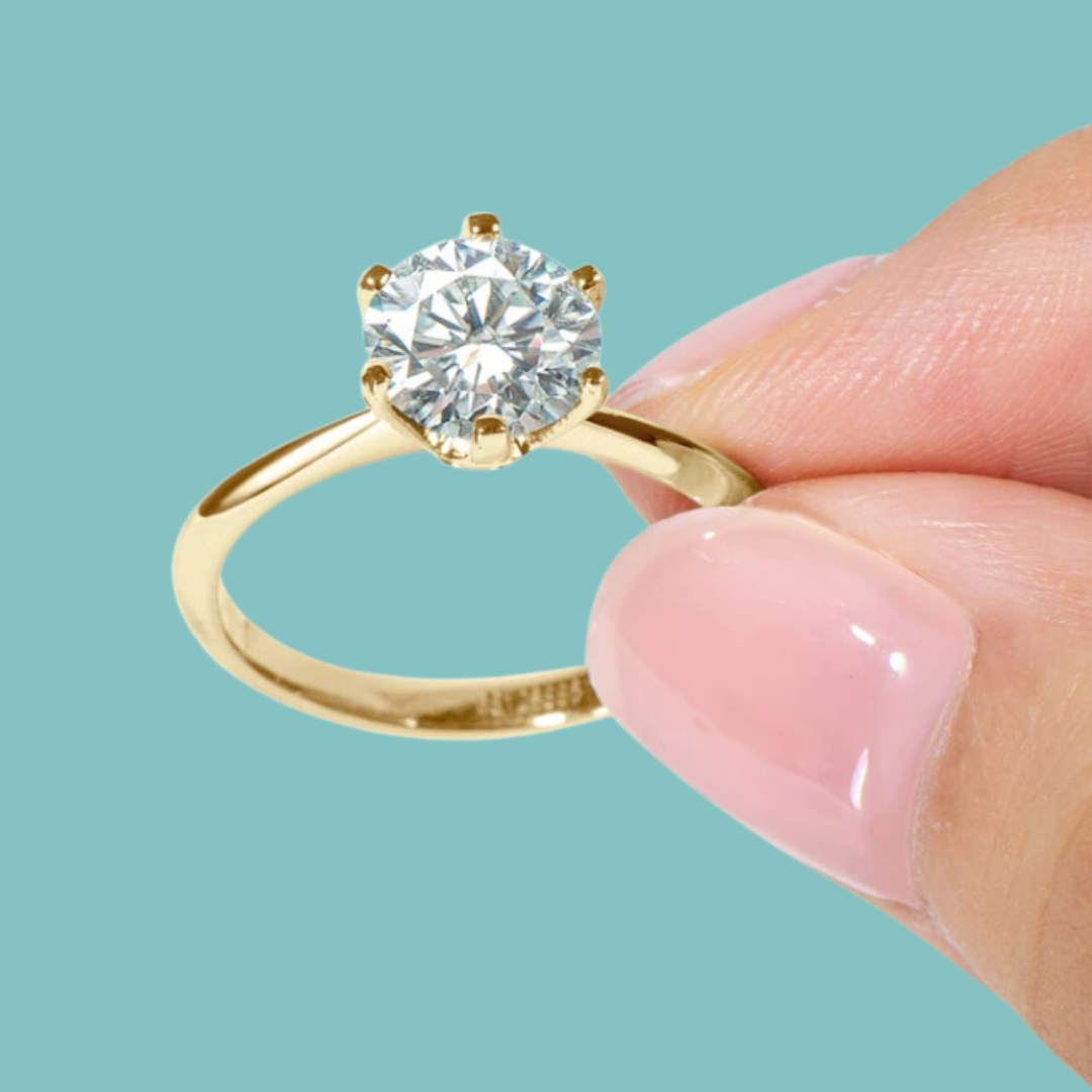 Knife Edge 18K Yellow & Rose Gold 'Audrey' Moissanite Ring