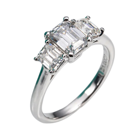 1.8 Carat Emerald Cut 'Eva' Moissanite Ring