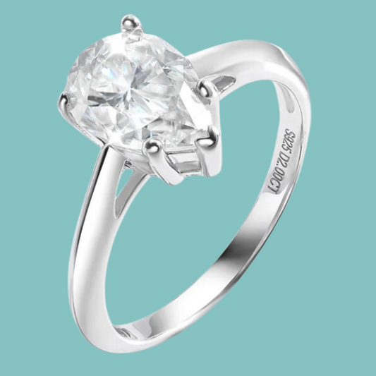 Pear Cut Solitaire Moissanite Ring