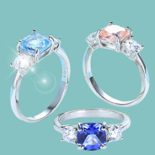 Morganite, Aquamarine, or Tanzanite Trilogy Ring