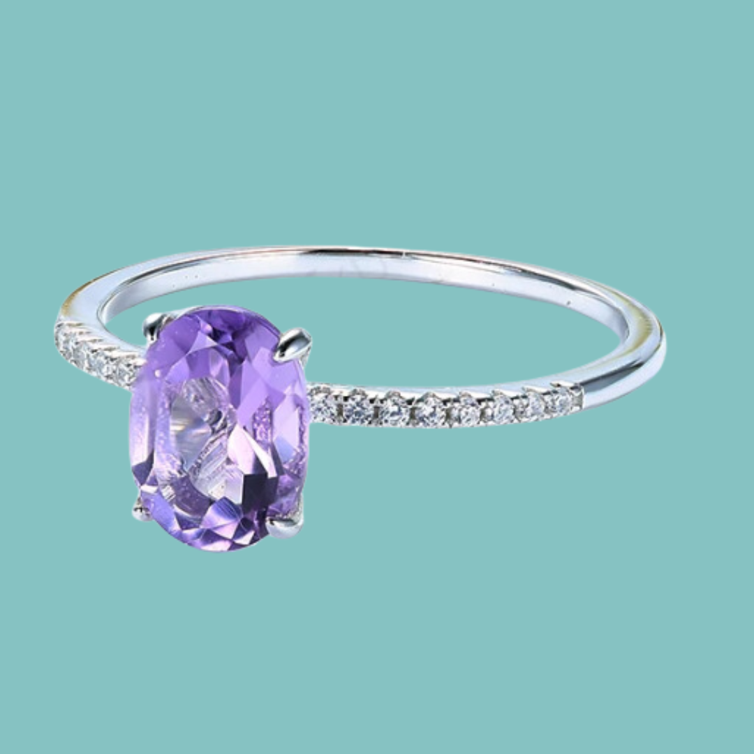 1 Carat Oval Amethyst Ring