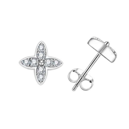 4 Petal 1.5mm Moissanite Diamond Earrings SALE