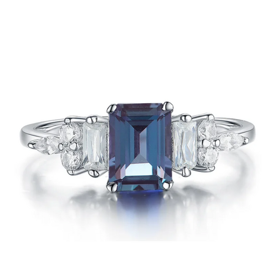 1.2 Carat Alexandrite Emerald Cut Baguette Ring