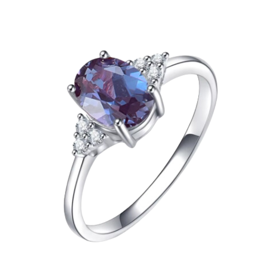 1.5 Carat Oval Alexandrite Side Stone Ring