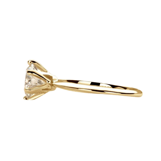 Solitaire Knife Edge Tiffany Style Yellow Gold 'Audrey' Moissanite Ring SALE