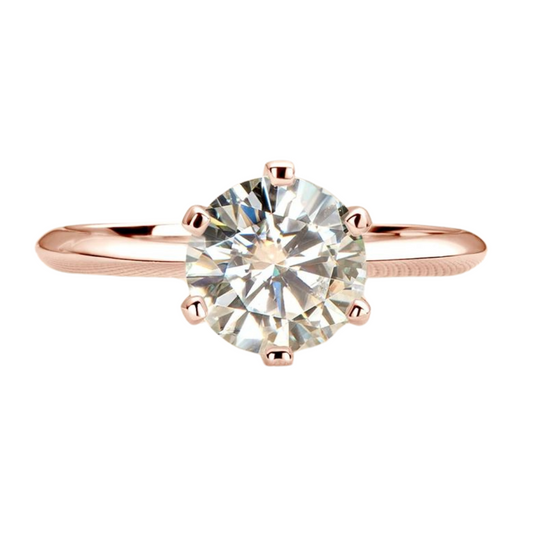 Solitaire Knife Edge Tiffany Style Rose Gold 'Audrey' Moissanite Ring