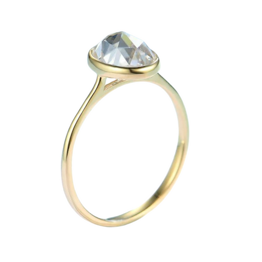 2 Carat Rose Cut 'Elysian' Oval Solid Gold Moissanite Ring