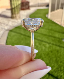 3 Carat Oval 'Crushed Ice' Hidden Halo Moissanite Solid Gold Ring