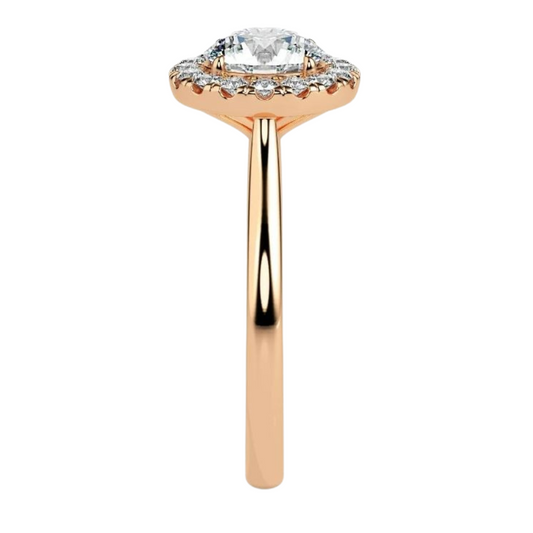 Solitaire Halo Lab Grown Diamond 14K Gold Ring