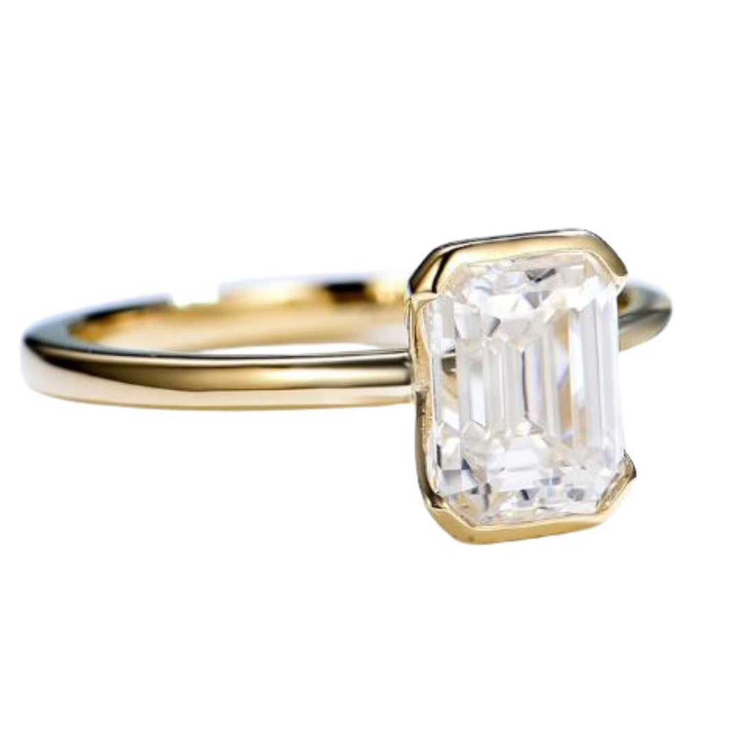 3 Carat Emerald Cut 'Kim' Moissanite Diamond Ring