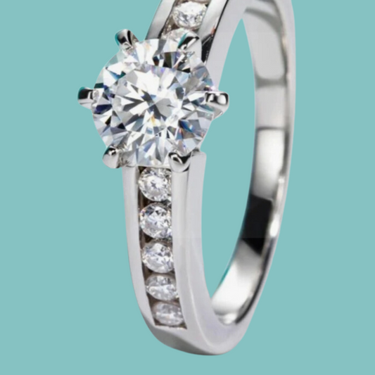 Tiffany Inspired Channel Set 6 Prong Moissanite Ring